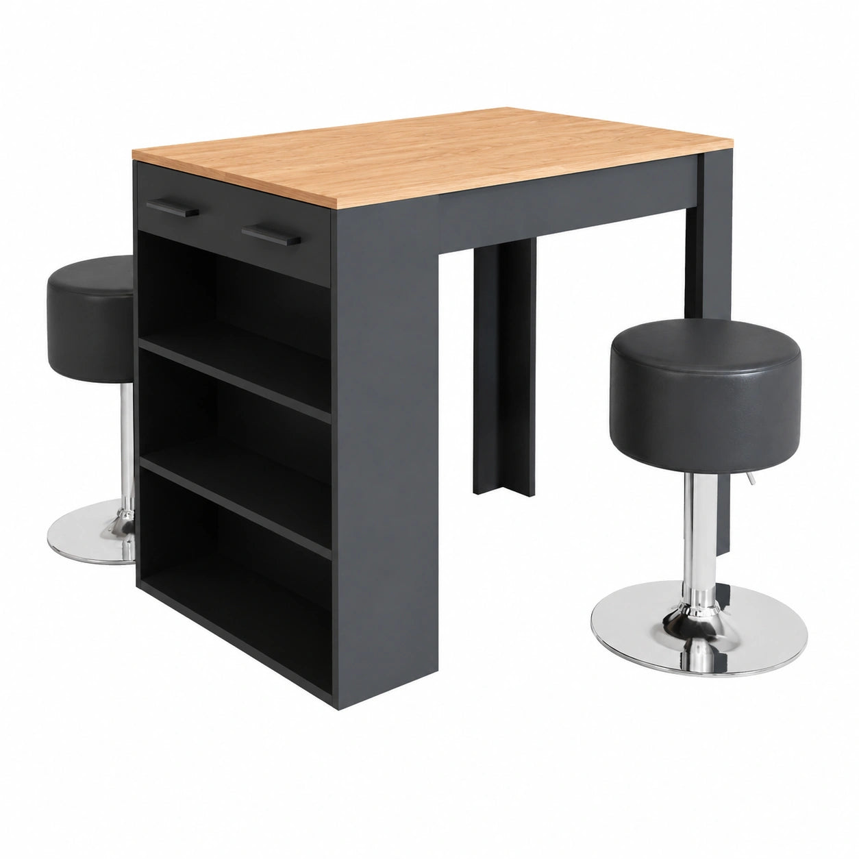 Esstisch – 67 × 100 cm, aus Eichenholz, Anthrazit - zorexan