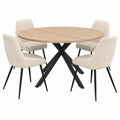 Esstisch – 150 cm, runde Form, ausziehbar, aus Samt und Holz, Schwarz und Beige - zorexan