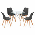 Tisch – moderner Stil, runde Form, gepolstert, Schwarz, für Esszimmer, Küche und Wohnzimmer - zorexan