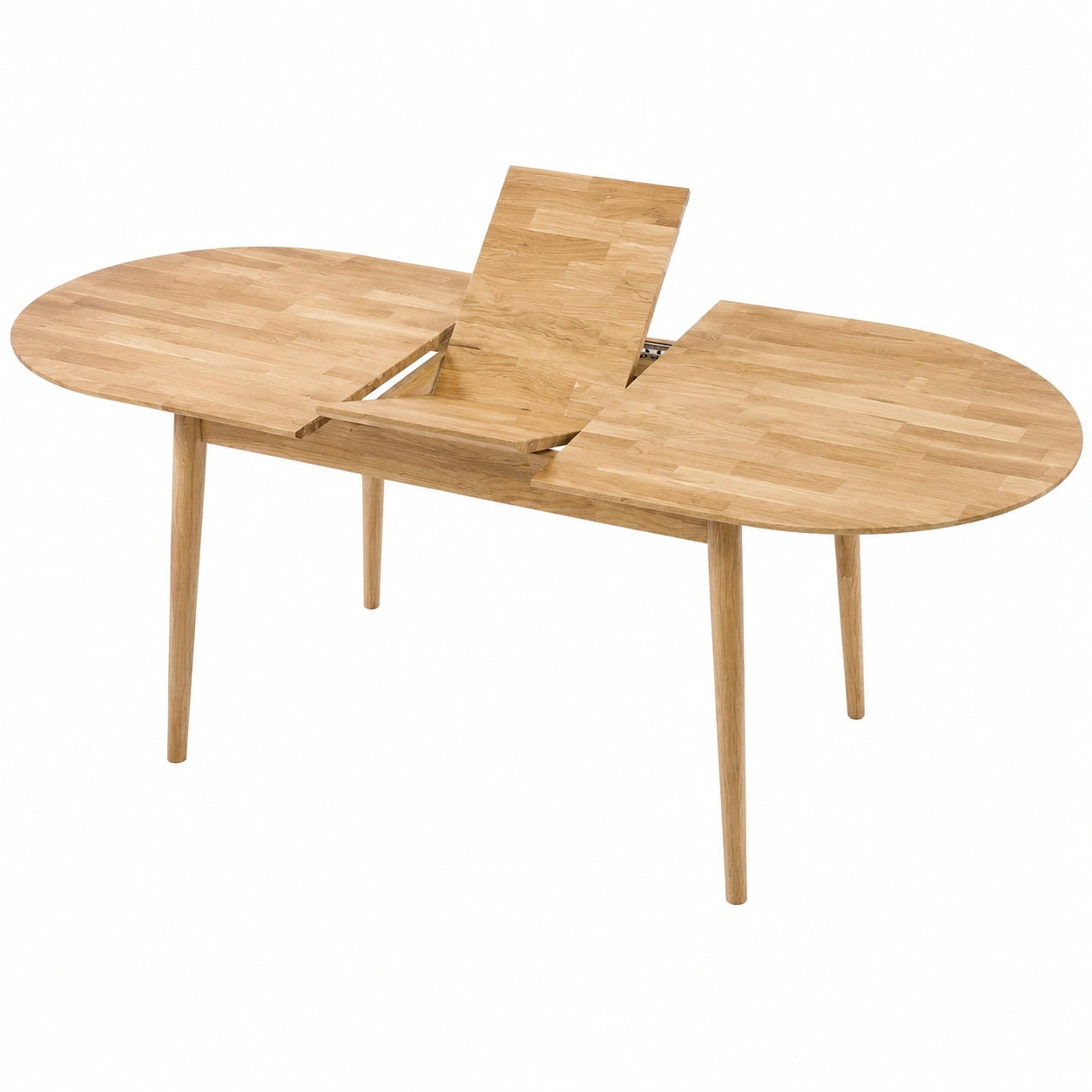 Esstisch – 175 × 90 × 75 cm, skandinavischer Stil, ovale Form, ausziehbar, aus Massivholz und Eichenholz, für Wohnzimmer - zorexan