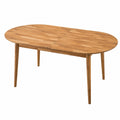 Esstisch – 175 × 90 × 75 cm, ovale Form, ausziehbar, aus Massivholz und Eichenholz, Naturfarben - zorexan