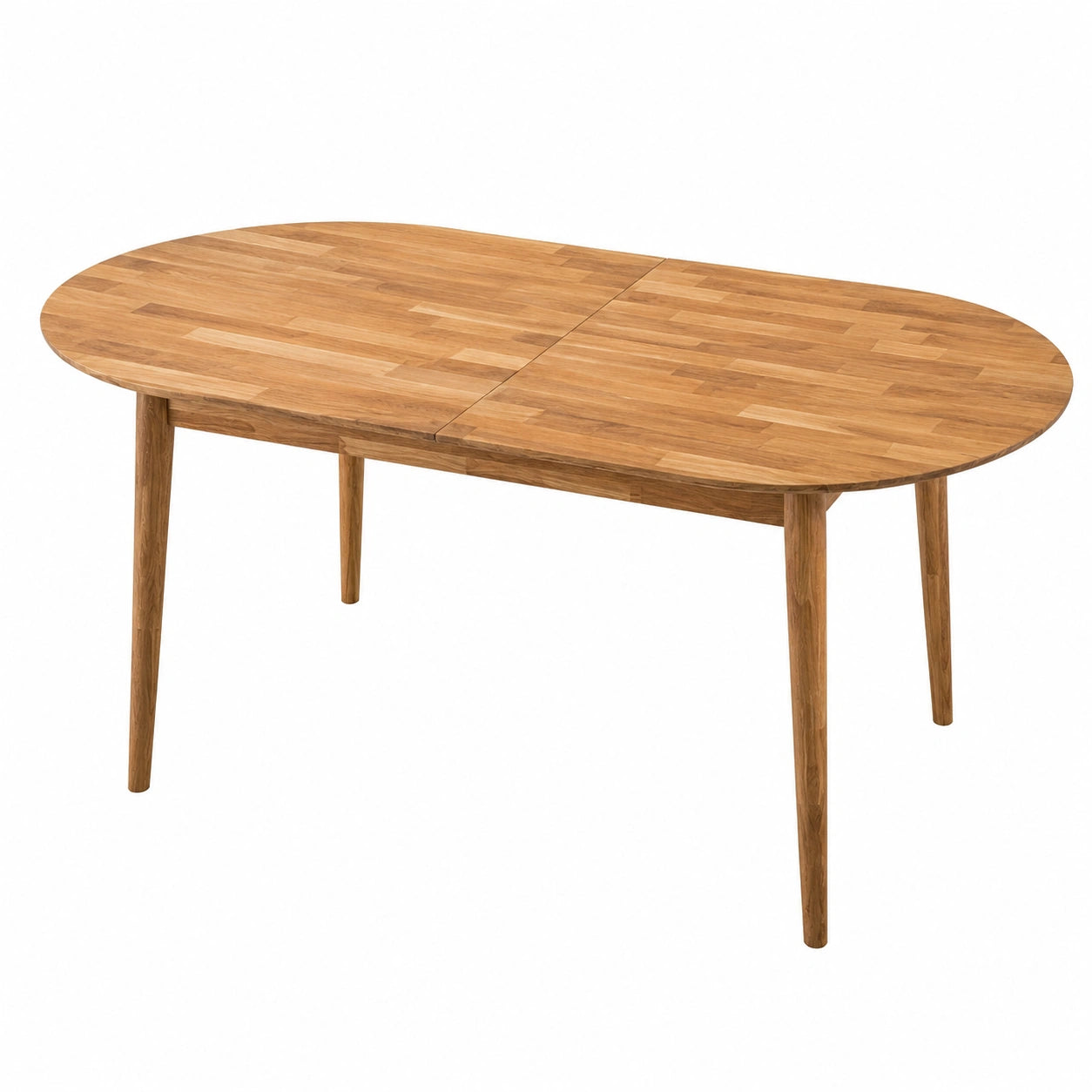Esstisch – 175 × 90 × 75 cm, ovale Form, ausziehbar, aus Massivholz und Eichenholz, Naturfarben - zorexan