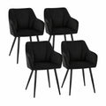 Esszimmerstühle – 4er-Set, gepolstert, mit Armlehnen, aus Samt und Metall, Schwarz, für Esszimmer und Wohnzimmer - zorexan