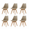 Esszimmerstühle – 6er-Set, gepolstert, aus Buchenholz und Holz - zorexan