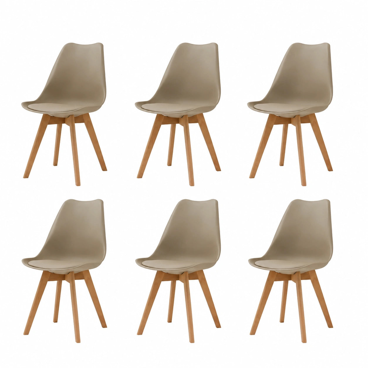 Esszimmerstühle – 6er-Set, gepolstert, aus Buchenholz und Holz - zorexan