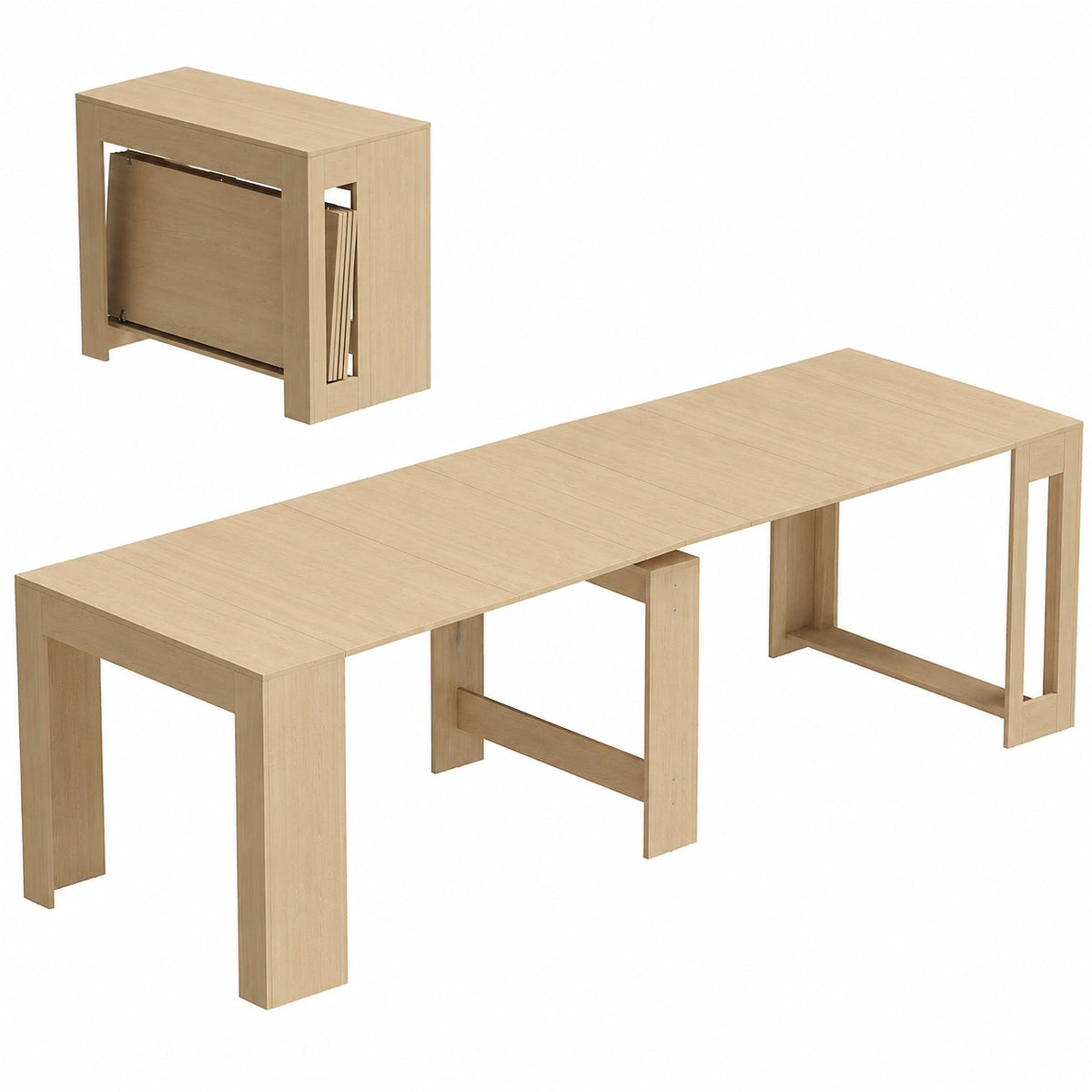 Esstisch – 240 × 90 cm, rechteckige Form, ausziehbar, Hellbraun, für Esszimmer und Küche - zorexan