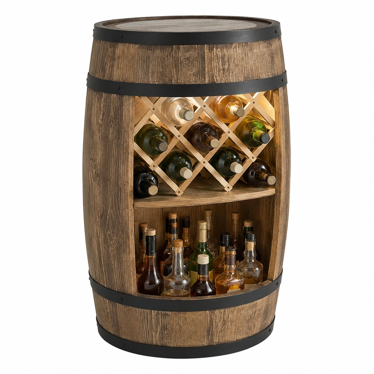Weinregal – 80 cm, mit LED-Beleuchtung, Dunkelbraun - zorexan