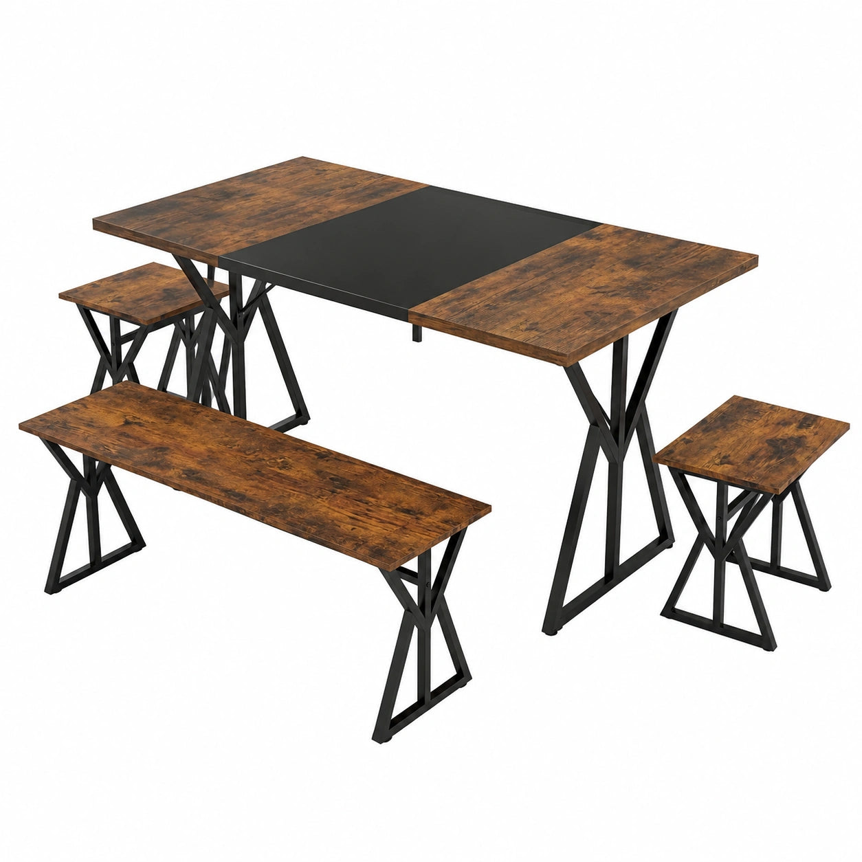 Esstisch – 5er-Set, 139 × 80 cm, Industriestil, aus Holz, für Küche - zorexan