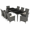 Essgruppe – aus Rattan und Aluminium, Grau - zorexan
