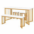 Esstisch – 4-teilig, 150 × 80 × 75 cm, moderner Stil, rechteckige Form, aus Metall, für Esszimmer, Küche und Wohnzimmer - zorexan