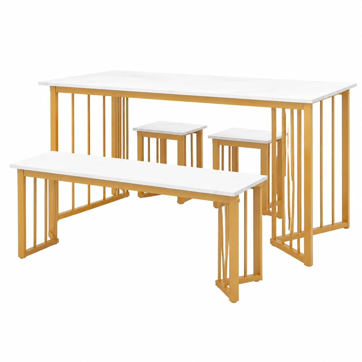 Esstisch – 4-teilig, 150 × 80 × 75 cm, moderner Stil, rechteckige Form, aus Metall, für Esszimmer, Küche und Wohnzimmer - zorexan